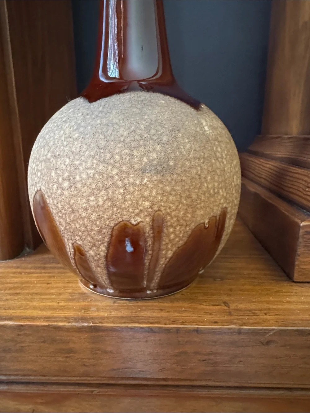 Vintage Royal Haeger MCM Brown Lava Drip Glaze Vase